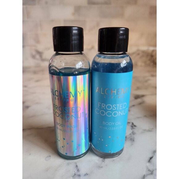 Alchemy Living Frosted Coconut Spa Gift Set With Tumbler Body Wash & Oil Loofah - Picture 5 of 6